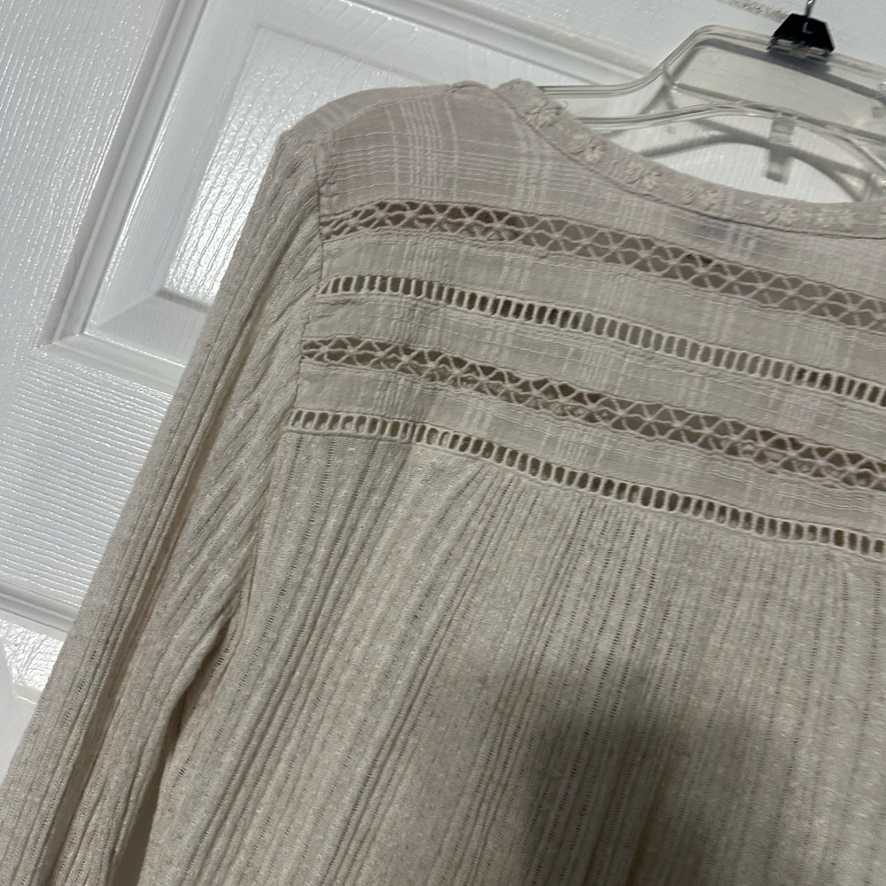 Lucky Brand Ribbed/Crocheted Button Front Henley Top - Picture 13 of 16